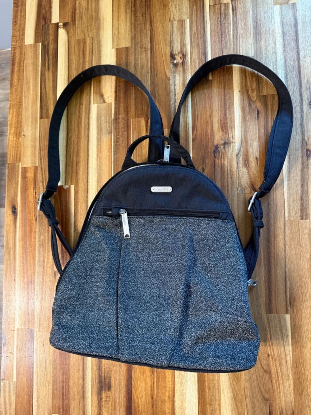 Unisex Baggallini Black and Heather Gray Convertible Backpack